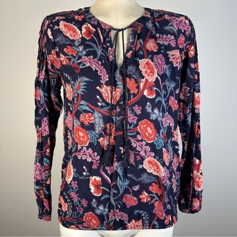 ❤️ Lucky Brand Navy Floral Blouse S